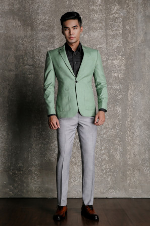 Kevinlli Green Jacket And White Pants Combination Suit 2 Pieces
